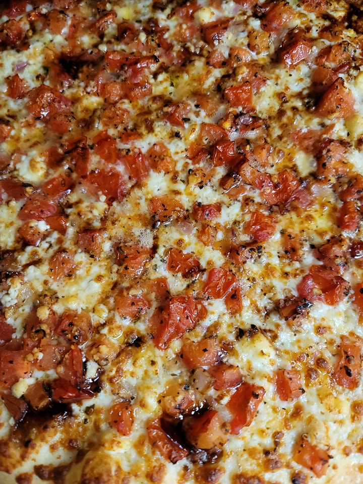 Gourmet pizza with Thunder Oak Gouda and local bacon